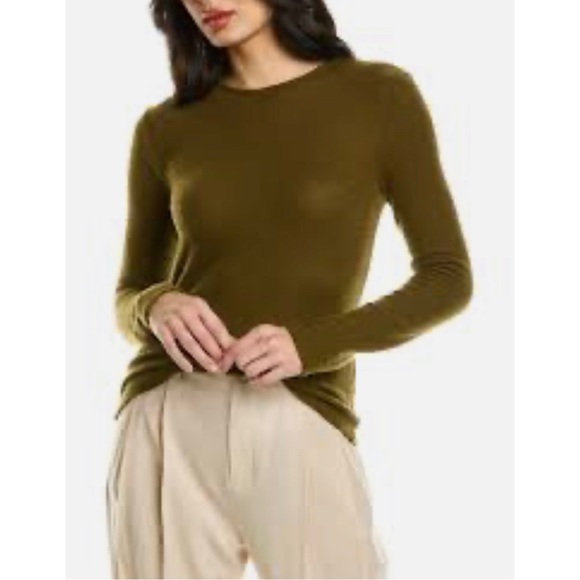 Vince Tops - Vince Wool Blend T-Shirt Top Long Sleeve Crewneck Knit Layering Pullover Green